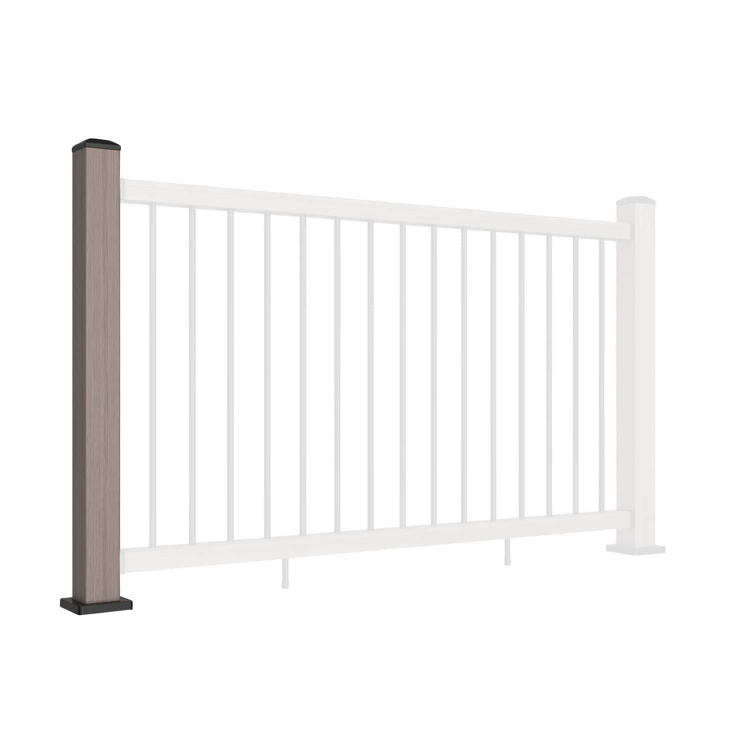 Composite Balustrade Straight Railing Post - Ash White - Angled