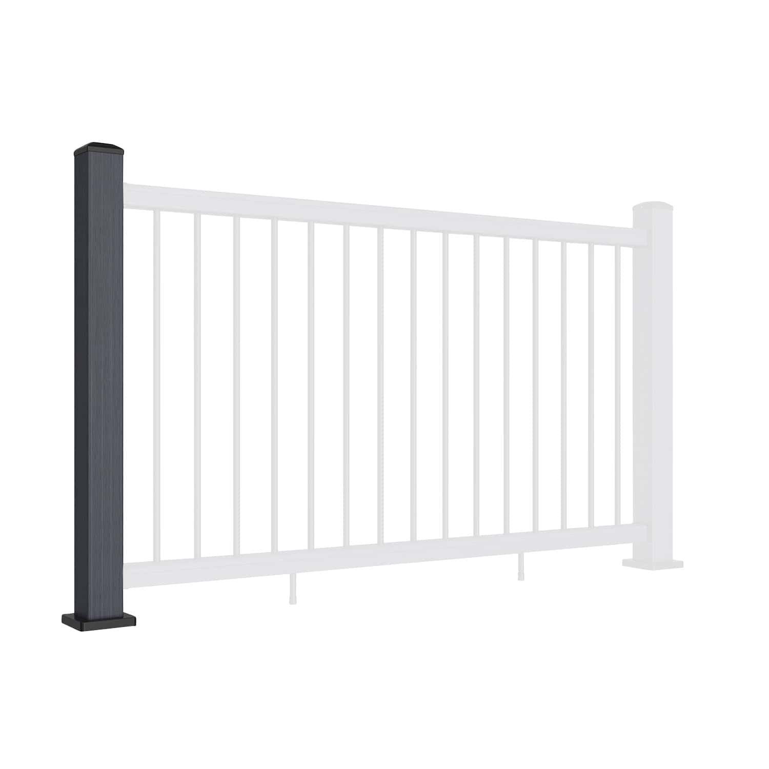 Composite Balustrade Straight Railing Post - Grey - Angled