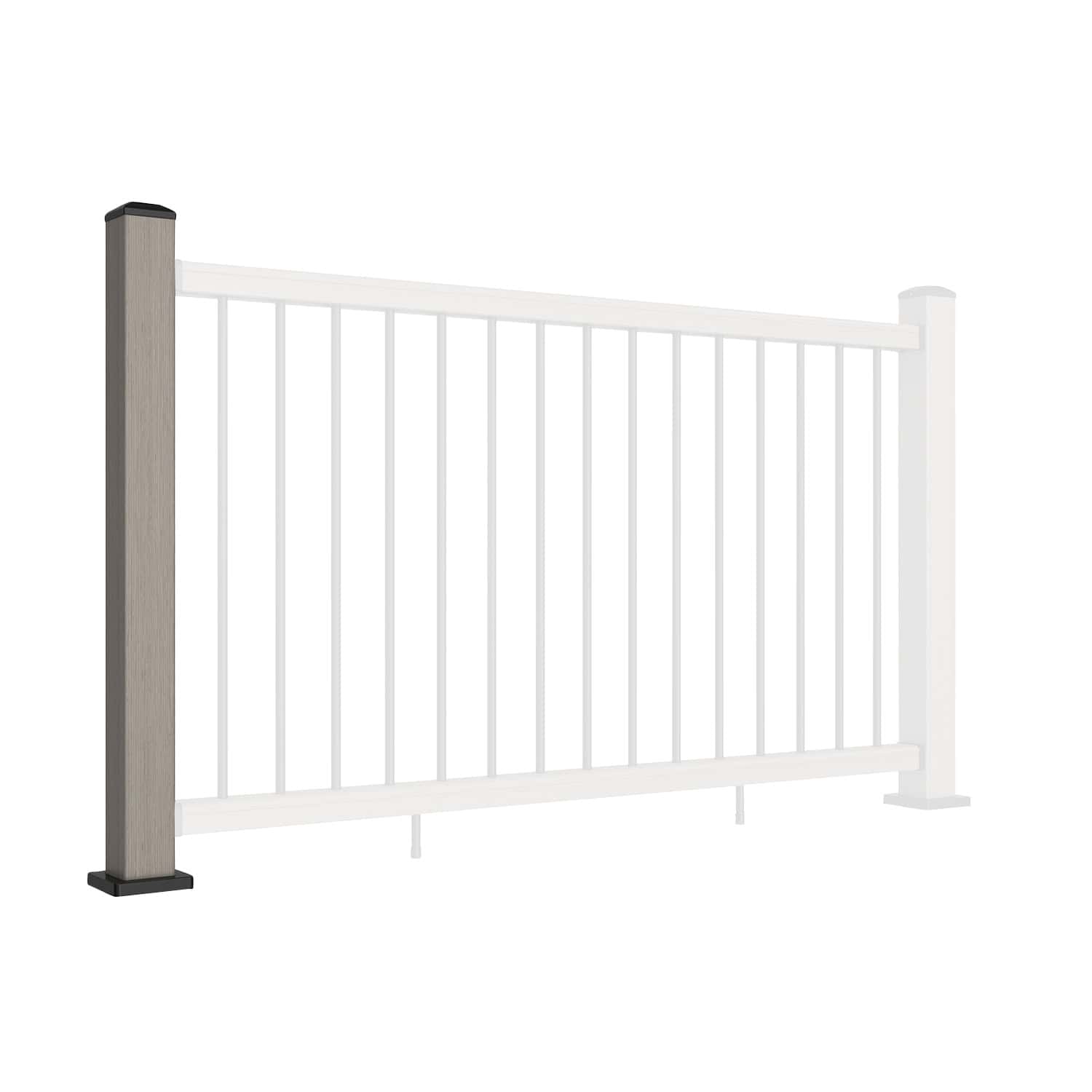 Composite Balustrade Straight Railing Post - Silver Birch - Angled