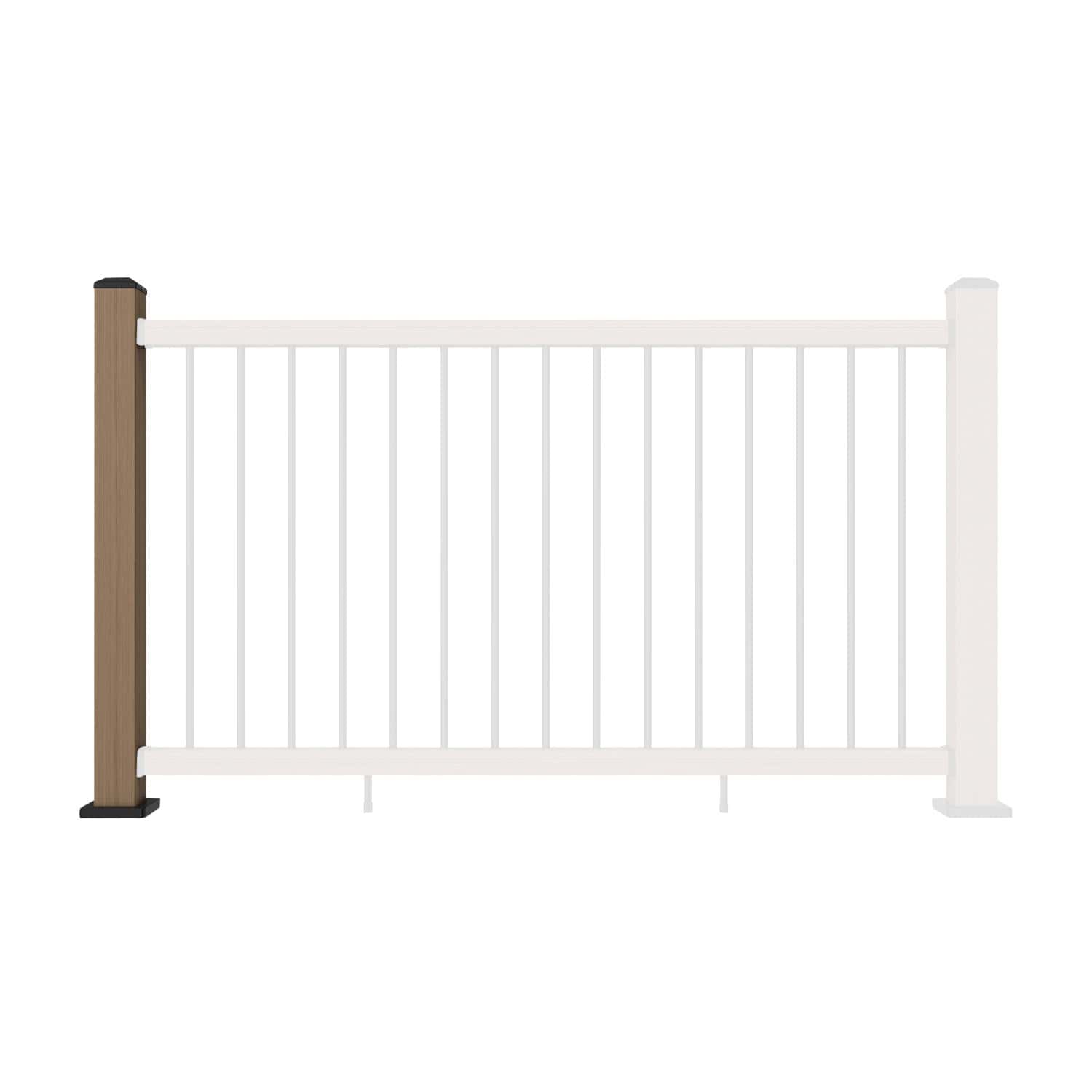 Composite Balustrade Straight Railing Post - Oak - Straight On