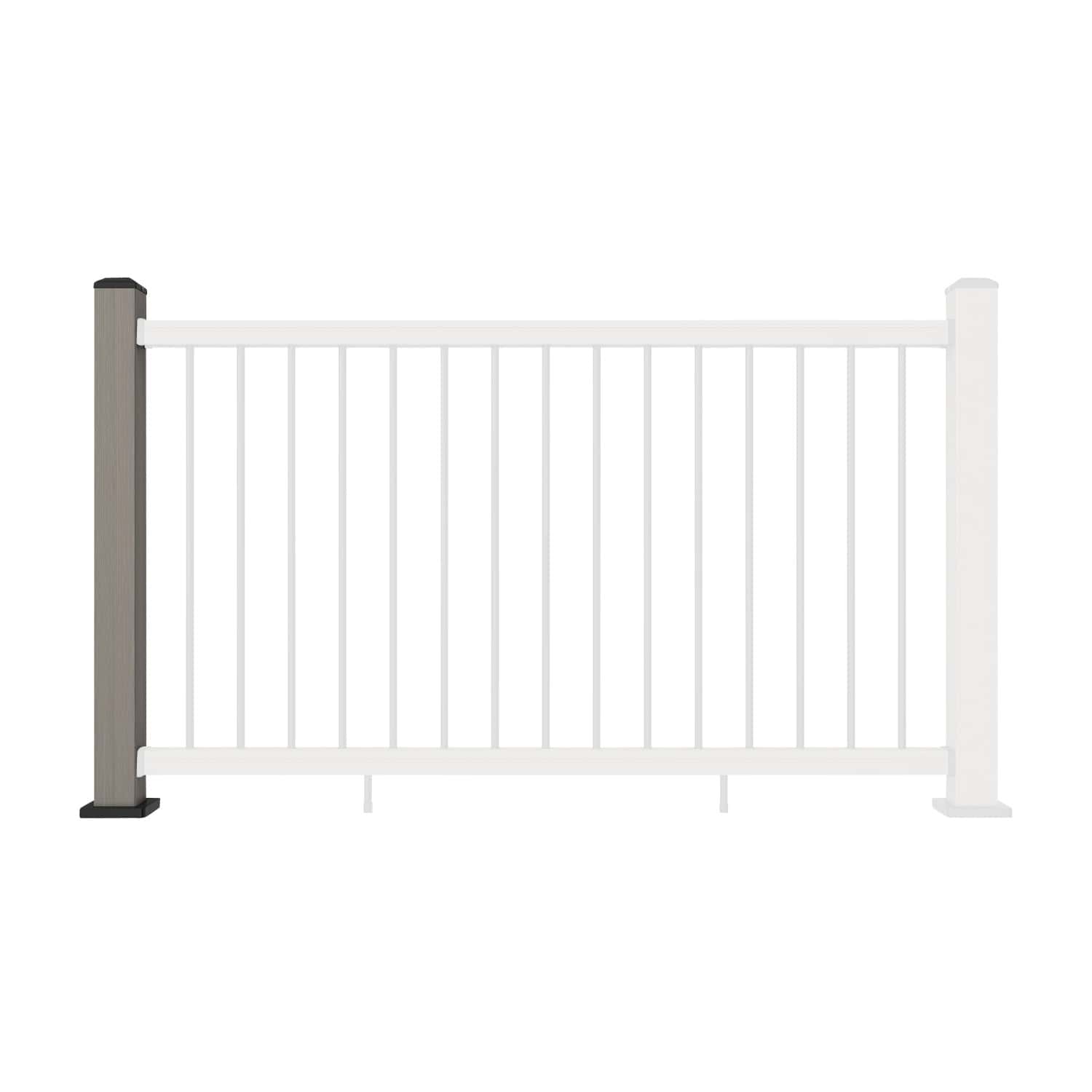 Composite Balustrade Straight Railing Post - Silver Birch - Straight On