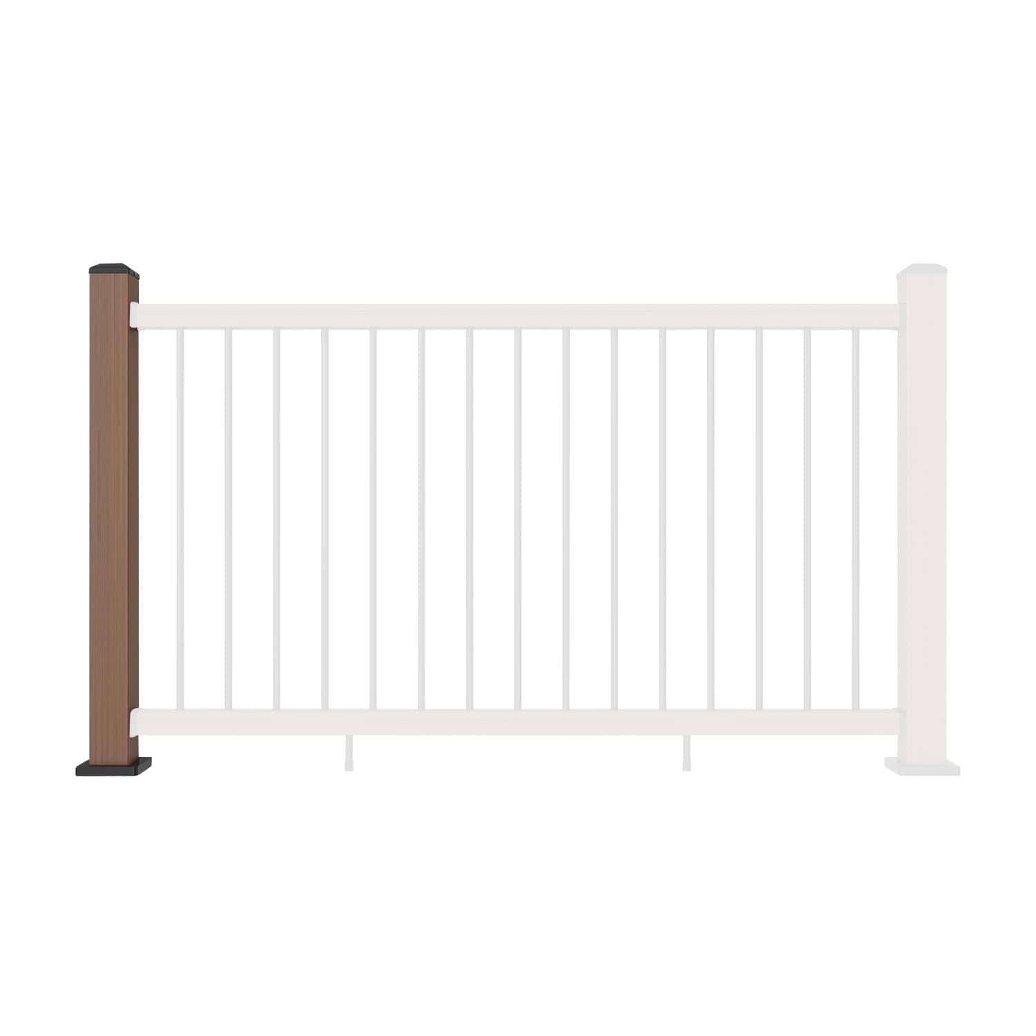 Composite Balustrade Straight Railing Post - Teak - Straight On