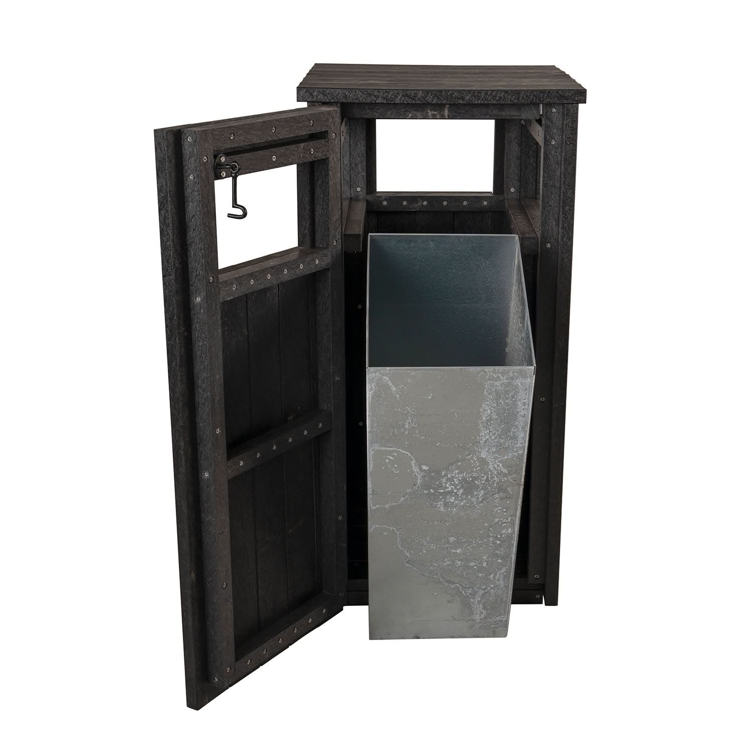 Recycled Plastic Litter Bin - Swing Door - Black