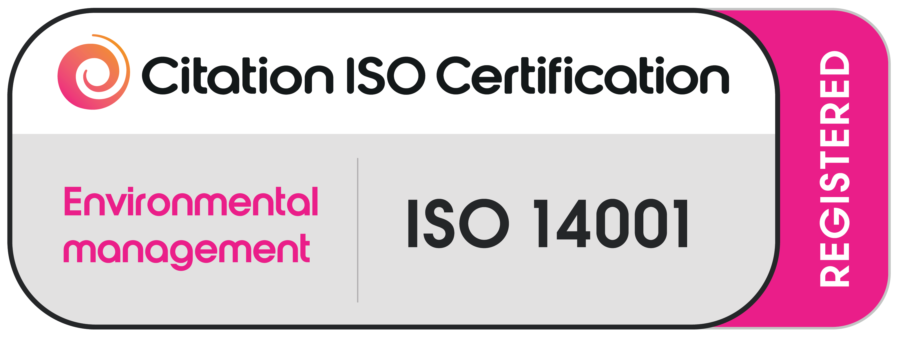 ISO 14001 certification badge for environmental management system compliance