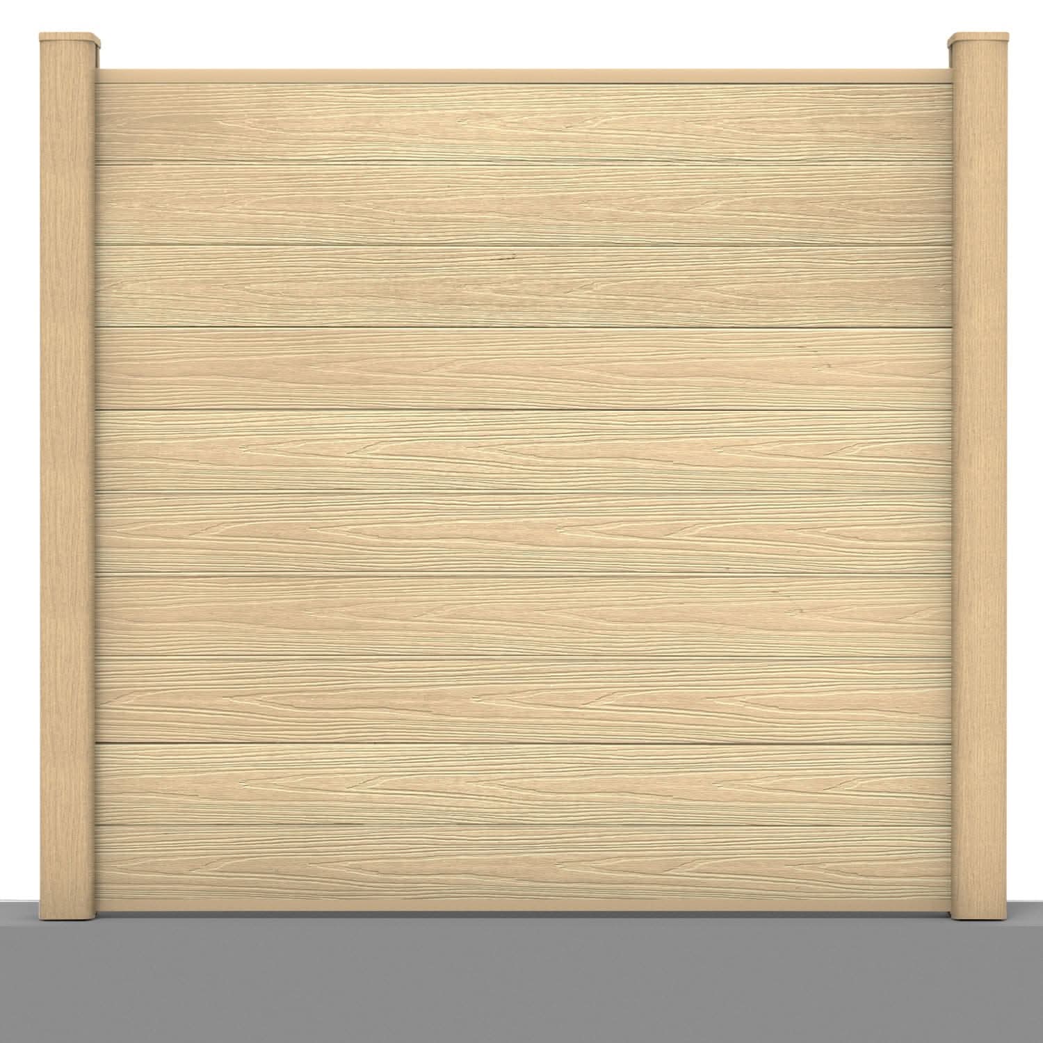 Deluxe composite fence panel set in oak with hard ground post inserts
