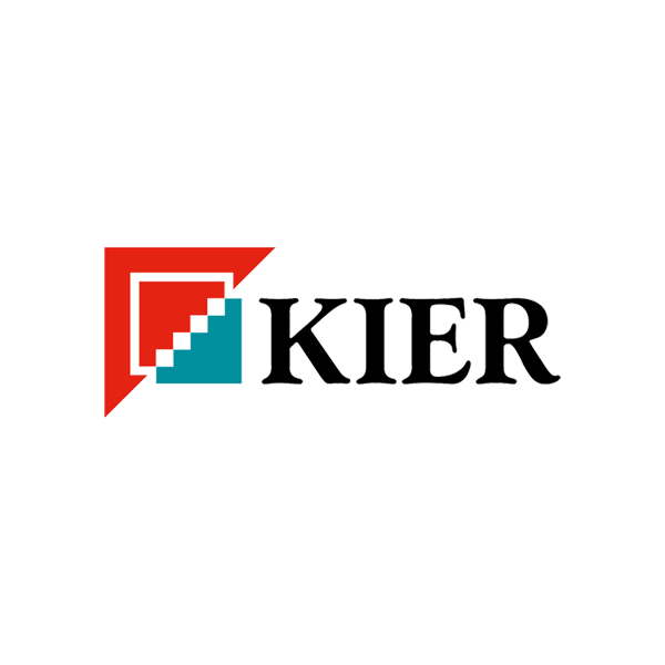 KIER logo with red and blue design on a white background