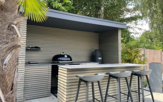 slatted barbeque shelter