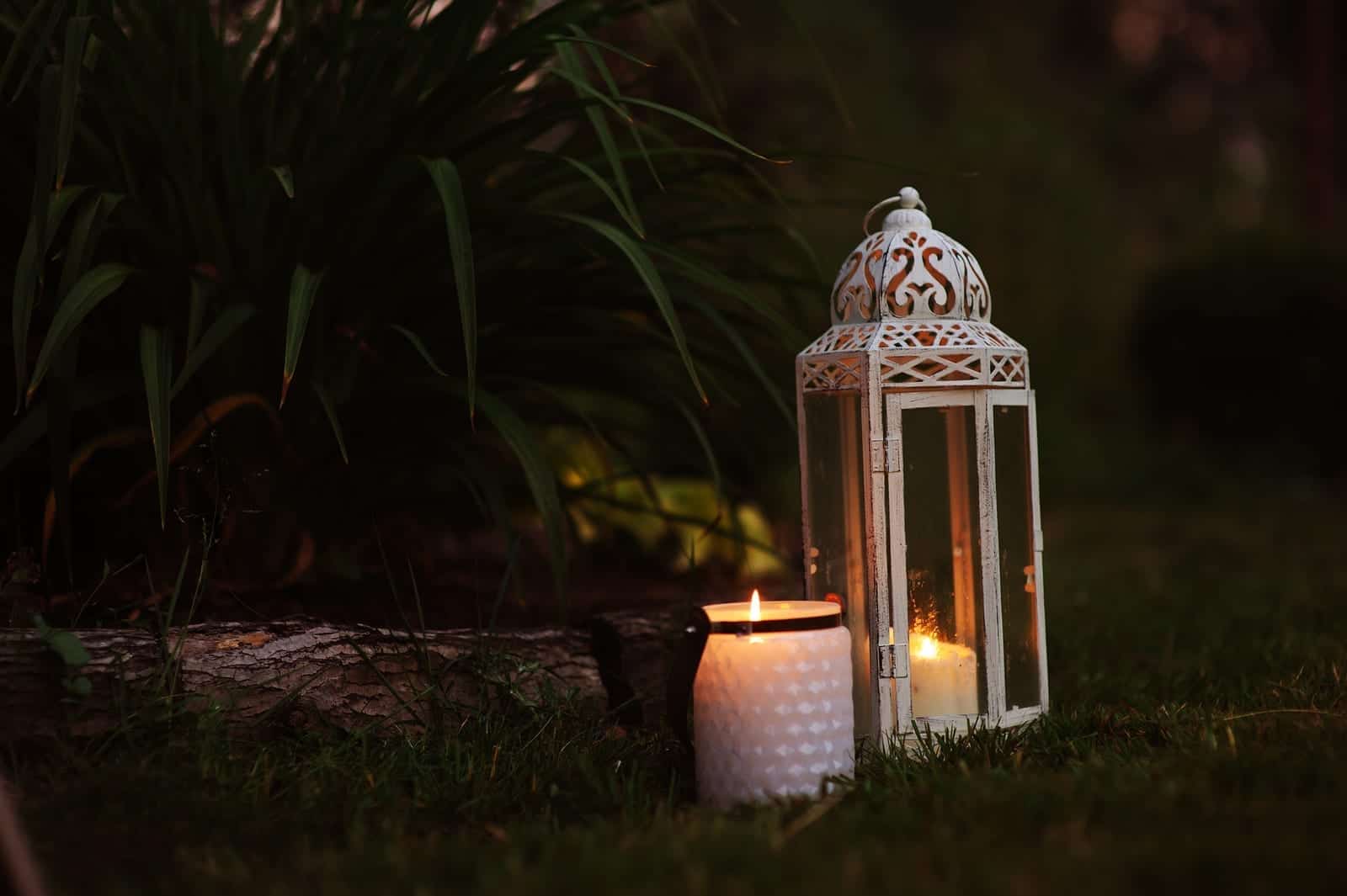 Cozy Evening Garden Scene With Vintage Lantern And Candle Holder composite decking lights