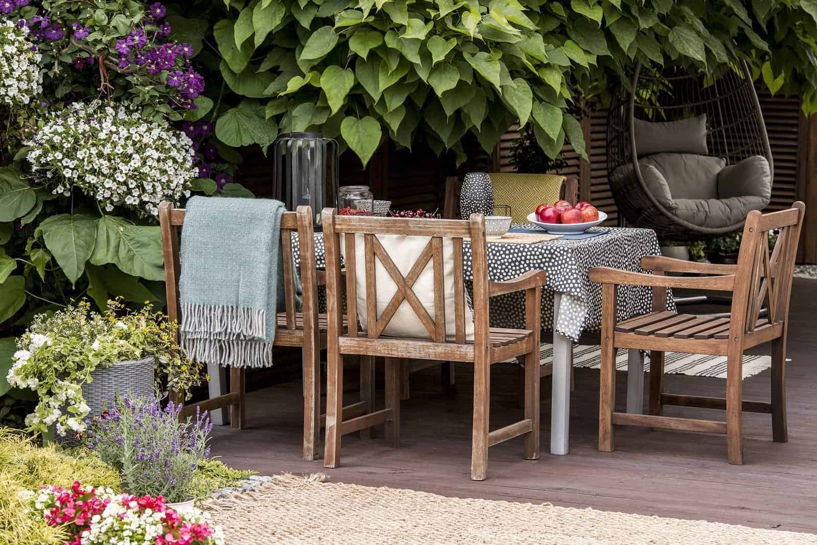 Real Photo Of Garden Furniture On Beautiful Terrace Full Of Flow small decking ideas