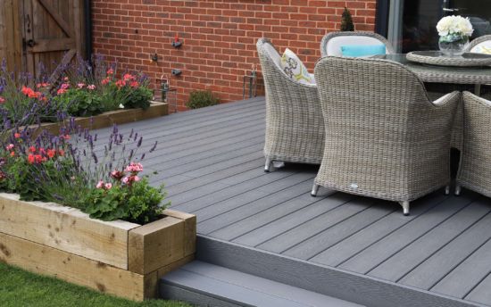 composite decking in back garden