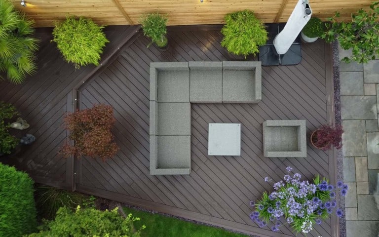 Chocolate Classic Garden Composite Decking Overhead