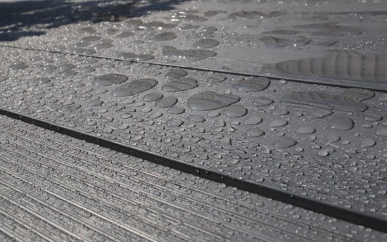 water on composite decking