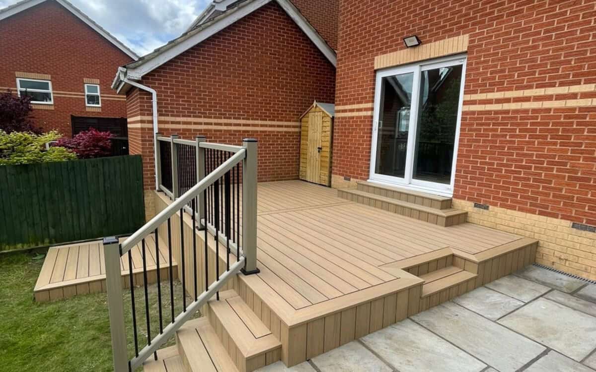 grey decking next to old timber decking