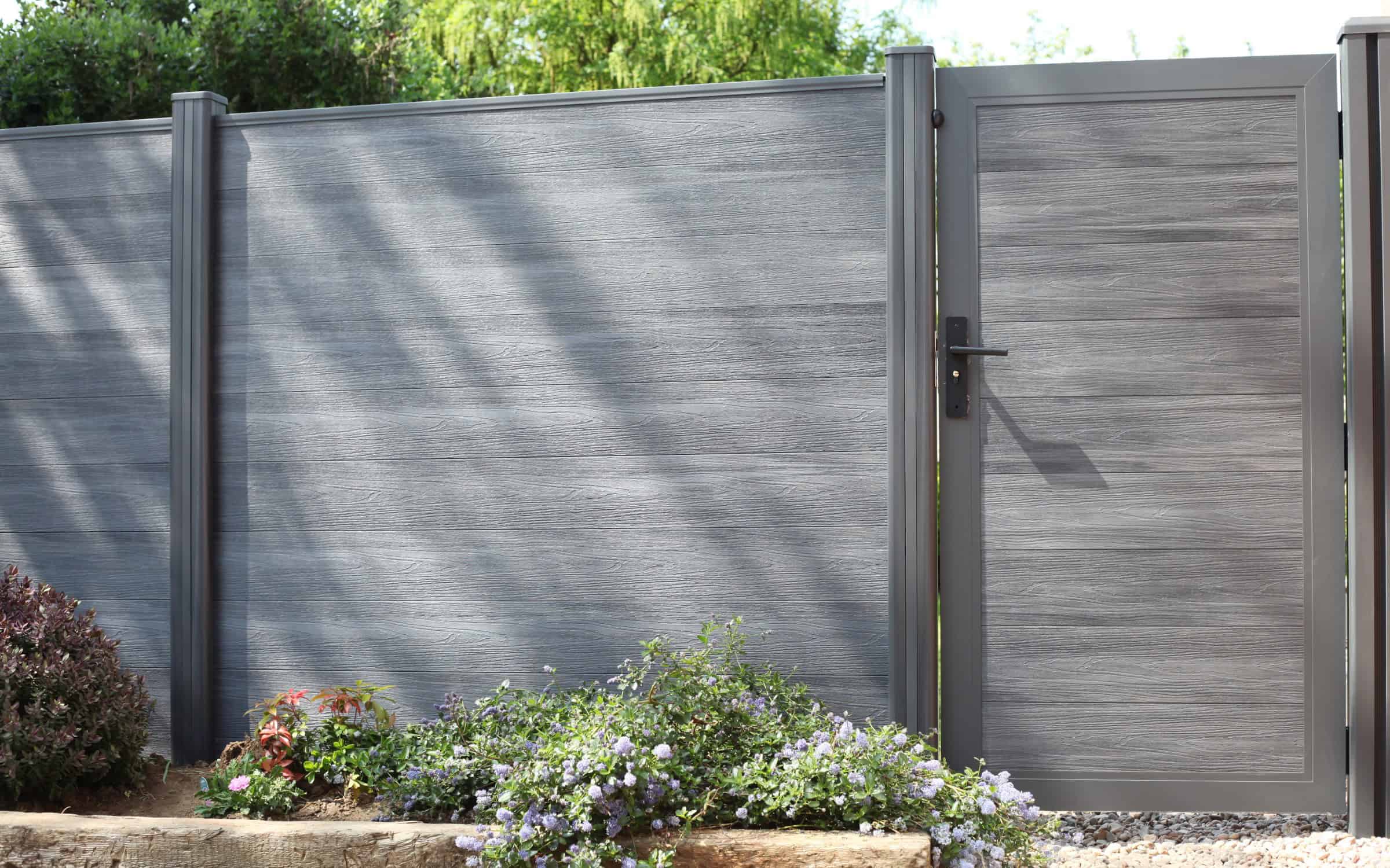 NeoTimber Grey Composite Fencing - Deluxe gate lifestyle image
