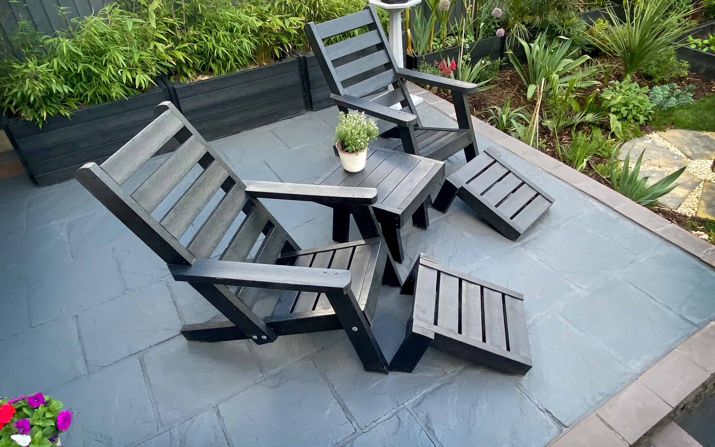 Recycled plastic seating - chill out sun lounger set